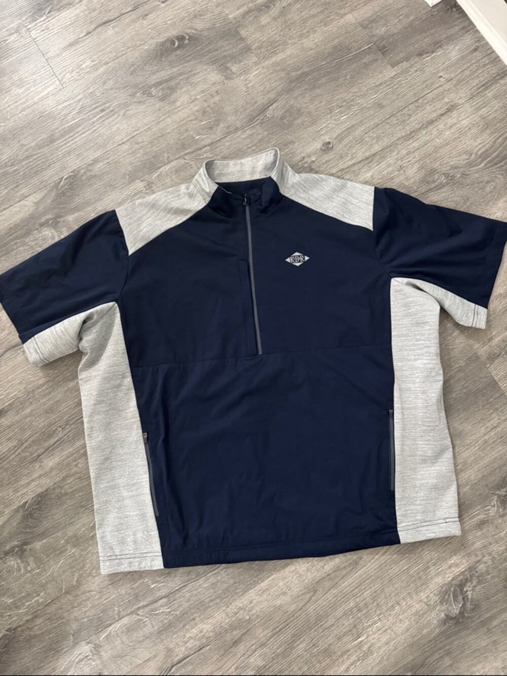 Antigua Navy / Gray Short Sleeve Half Zip Waterproof Rain Jacket Pullover 2XL